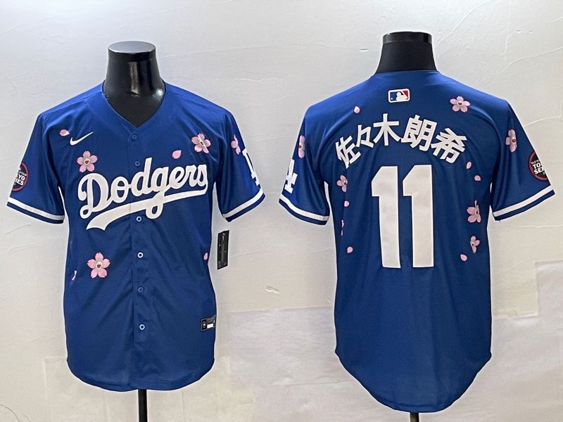 Men Los Angeles Dodgers #11 R.Sasaki Blue Sakura Edition 2025 Nike MLB Jersey style 1->los angeles dodgers->MLB Jersey